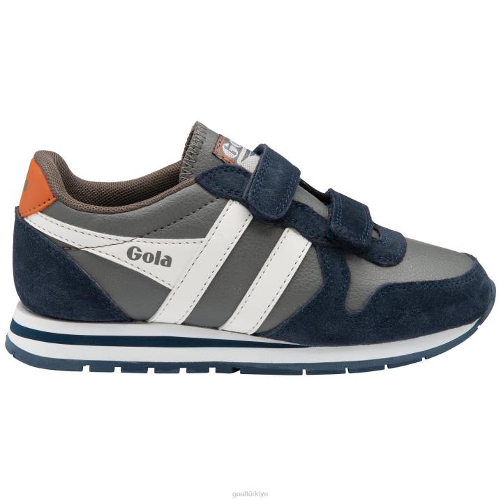 ayakkabı Z2PF681 çocuklar Gola klasik daytona saf kayış spor ayakkabı kül/lacivert/beyaz