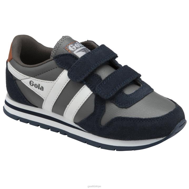 ayakkabı Z2PF681 çocuklar Gola klasik daytona saf kayış spor ayakkabı kül/lacivert/beyaz