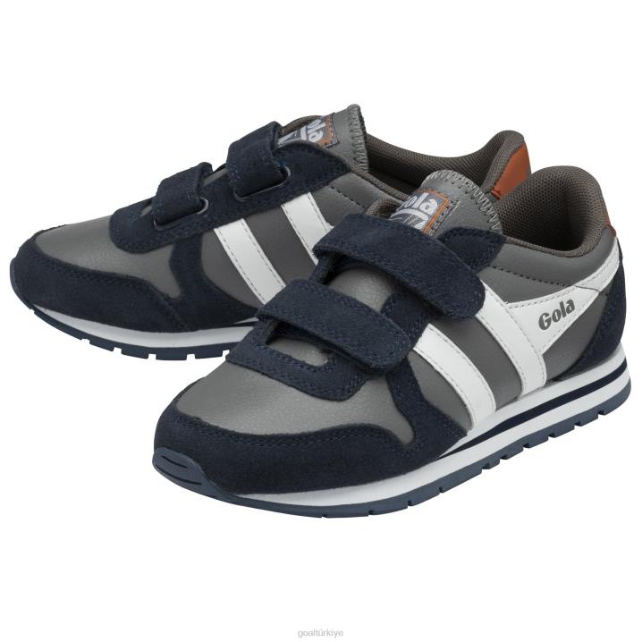 ayakkabı Z2PF681 çocuklar Gola klasik daytona saf kayış spor ayakkabı kül/lacivert/beyaz