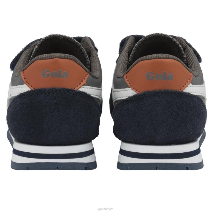 ayakkabı Z2PF681 çocuklar Gola klasik daytona saf kayış spor ayakkabı kül/lacivert/beyaz