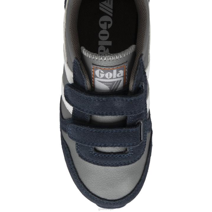 ayakkabı Z2PF681 çocuklar Gola klasik daytona saf kayış spor ayakkabı kül/lacivert/beyaz