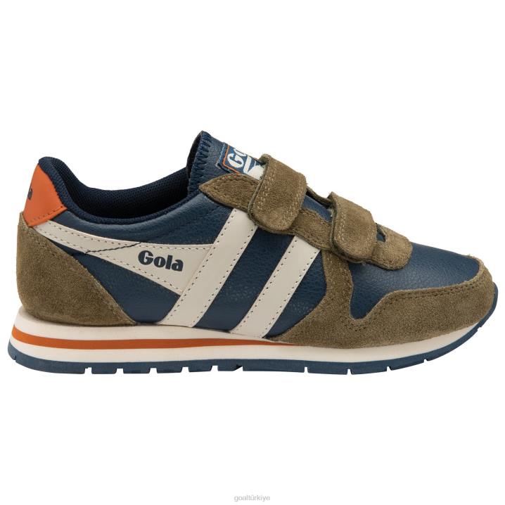 ayakkabı Z2PF682 çocuklar Gola klasik daytona saf kayış spor ayakkabı lacivert/haki/kırık beyaz