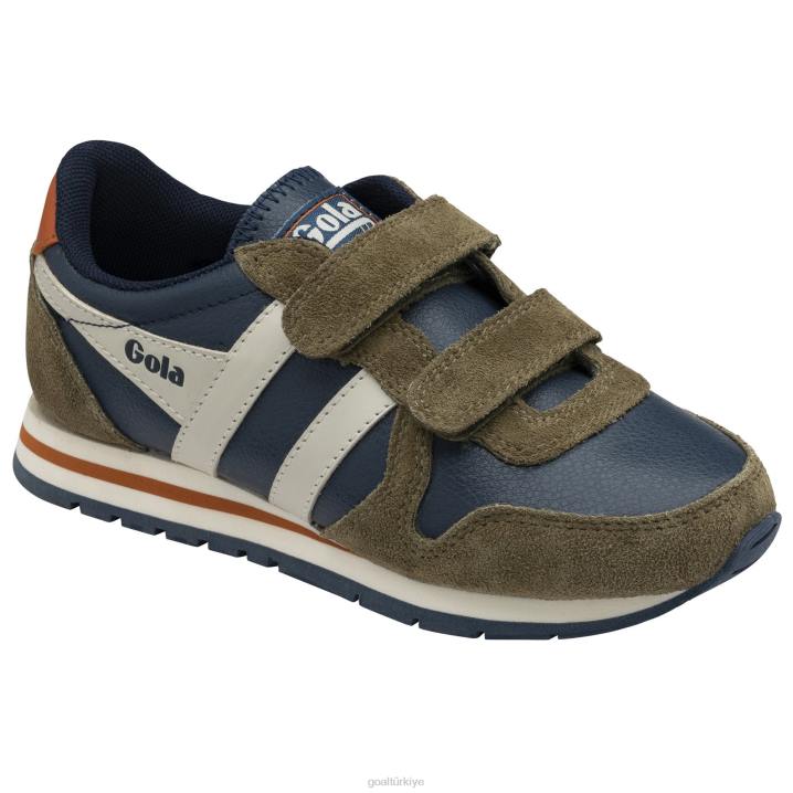 ayakkabı Z2PF682 çocuklar Gola klasik daytona saf kayış spor ayakkabı lacivert/haki/kırık beyaz
