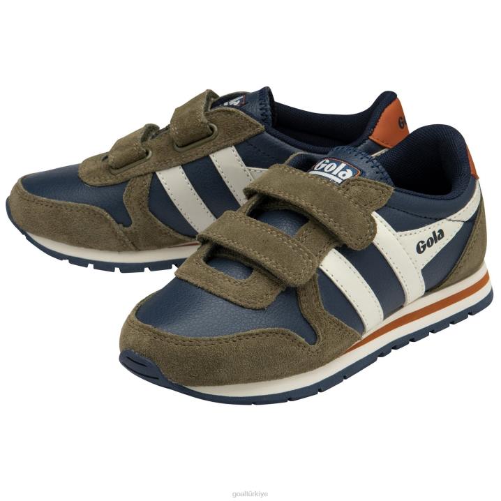 ayakkabı Z2PF682 çocuklar Gola klasik daytona saf kayış spor ayakkabı lacivert/haki/kırık beyaz