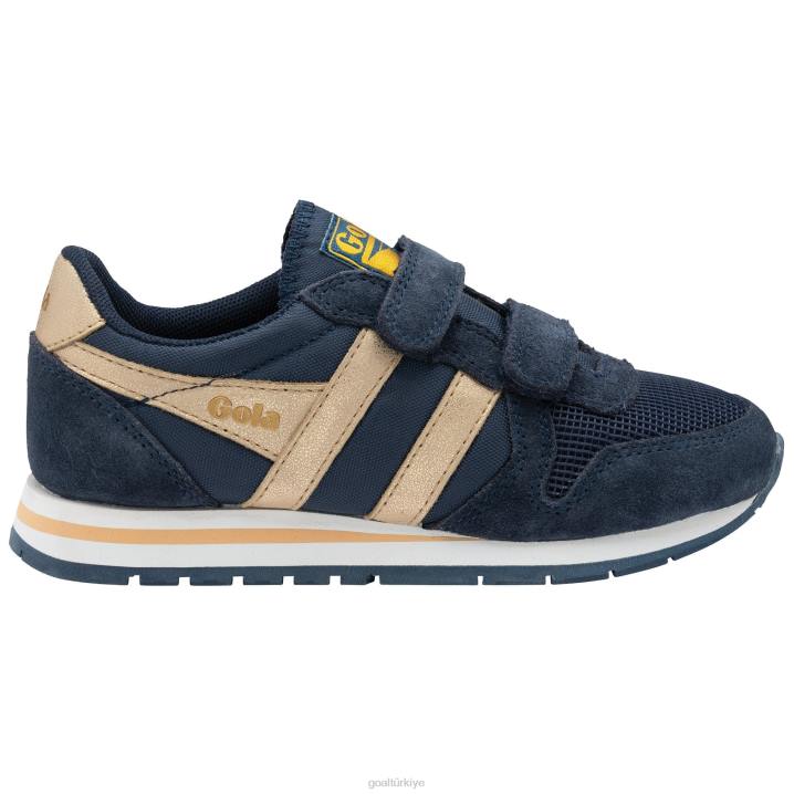 ayakkabı Z2PF683 çocuklar Gola klasik daytona ayna askılı spor ayakkabı lacivert/altın