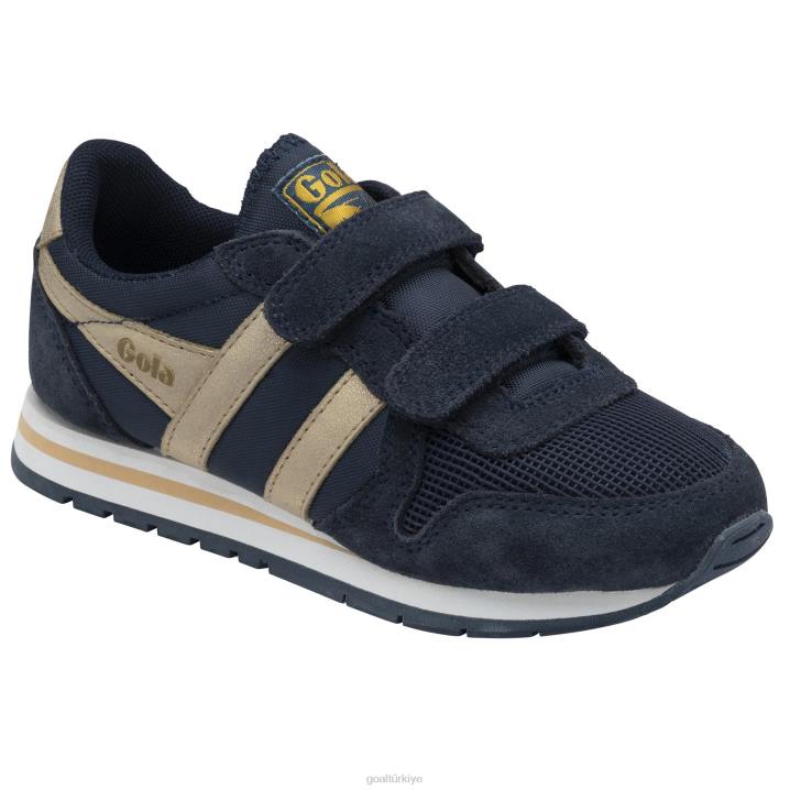 ayakkabı Z2PF683 çocuklar Gola klasik daytona ayna askılı spor ayakkabı lacivert/altın