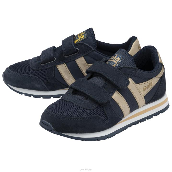 ayakkabı Z2PF683 çocuklar Gola klasik daytona ayna askılı spor ayakkabı lacivert/altın