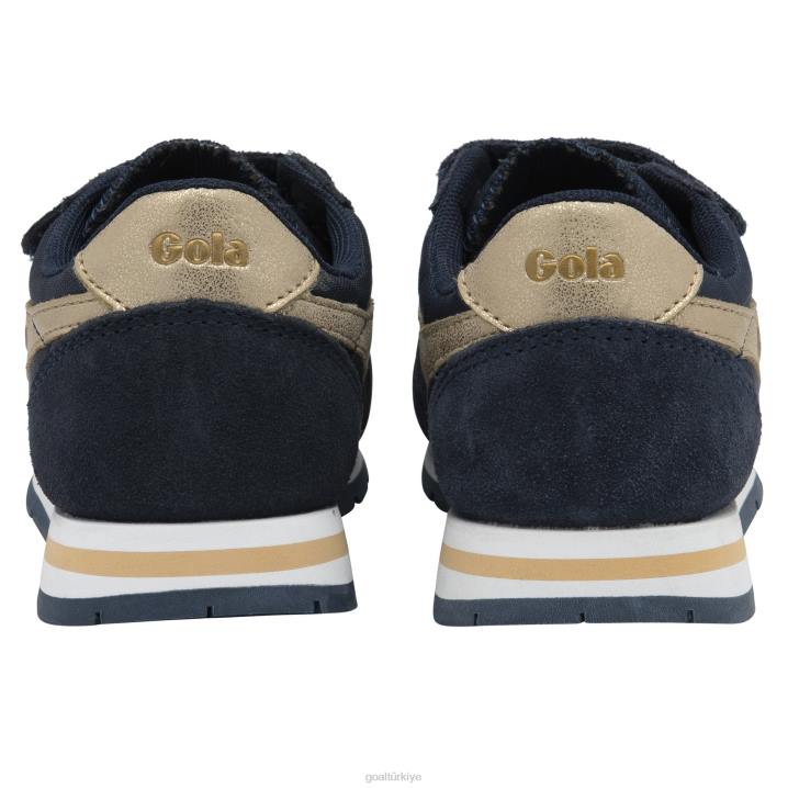 ayakkabı Z2PF683 çocuklar Gola klasik daytona ayna askılı spor ayakkabı lacivert/altın