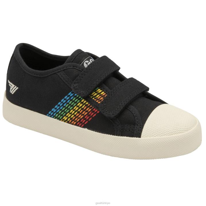 ayakkabı Z2PF684 çocuklar Gola vegan klasikleri coaster gökkuşağı dikiş askılı spor ayakkabı siyah/çoklu