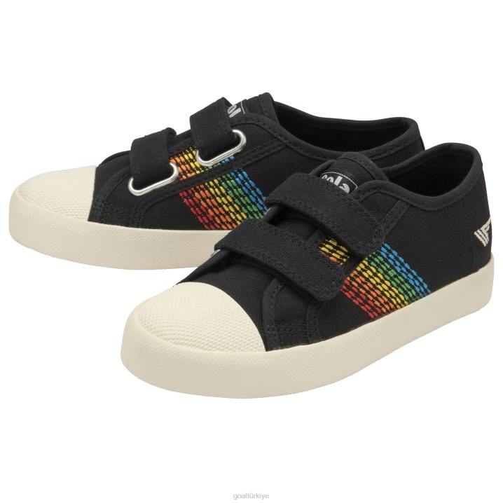 ayakkabı Z2PF684 çocuklar Gola vegan klasikleri coaster gökkuşağı dikiş askılı spor ayakkabı siyah/çoklu