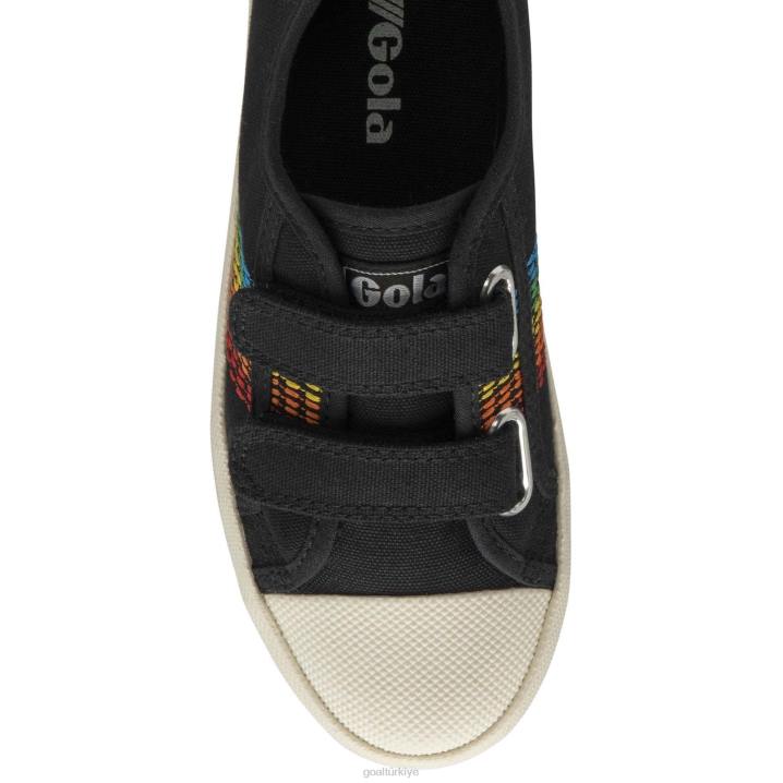 ayakkabı Z2PF684 çocuklar Gola vegan klasikleri coaster gökkuşağı dikiş askılı spor ayakkabı siyah/çoklu
