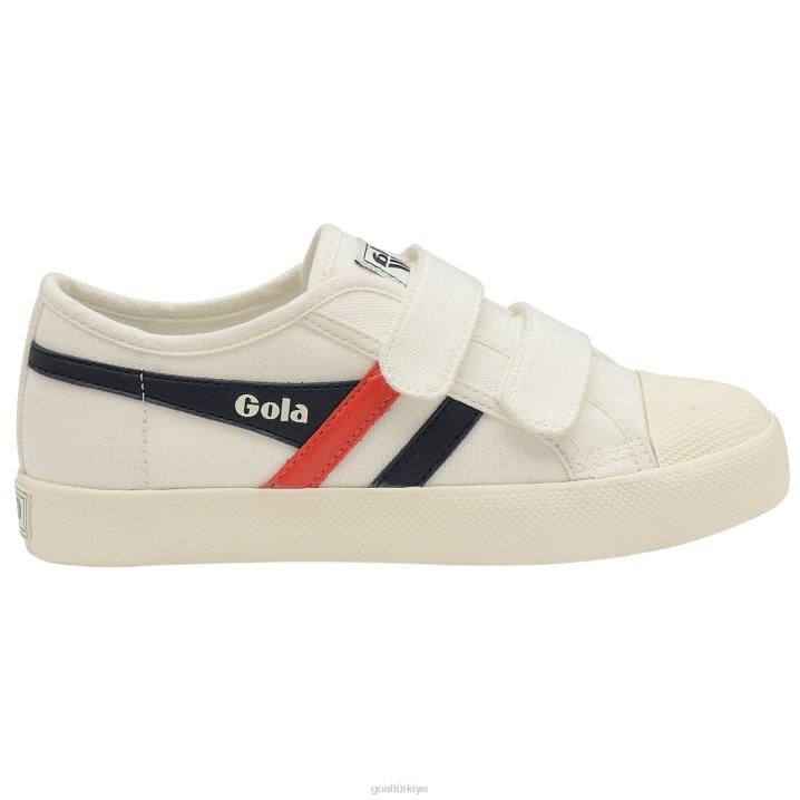 ayakkabı Z2PF686 çocuklar Gola vegan klasikleri altlık askılı spor ayakkabı kırık beyaz/lacivert/kırmızı