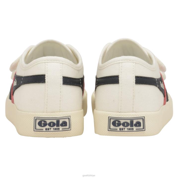 ayakkabı Z2PF686 çocuklar Gola vegan klasikleri altlık askılı spor ayakkabı kırık beyaz/lacivert/kırmızı