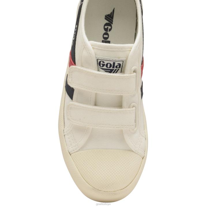 ayakkabı Z2PF686 çocuklar Gola vegan klasikleri altlık askılı spor ayakkabı kırık beyaz/lacivert/kırmızı