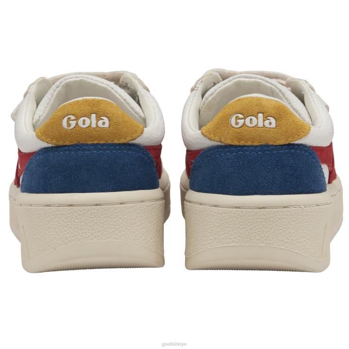 ayakkabı Z2PF689 çocuklar Gola klasik grandslam trident askılı spor ayakkabı beyaz/koyu kırmızı/deniz mavisi