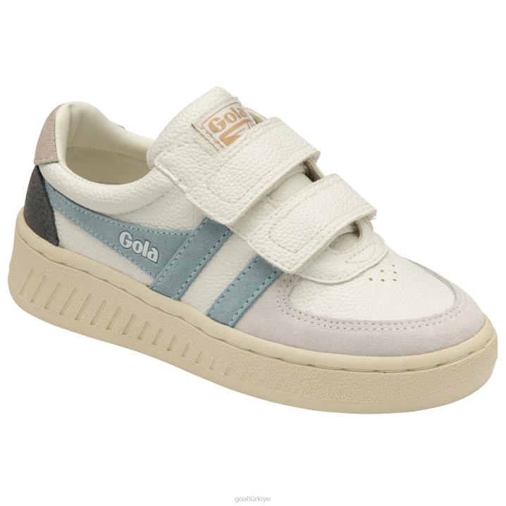 ayakkabı Z2PF690 çocuklar Gola klasik grandslam trident askılı spor ayakkabı beyaz/toz mavisi/çiçek