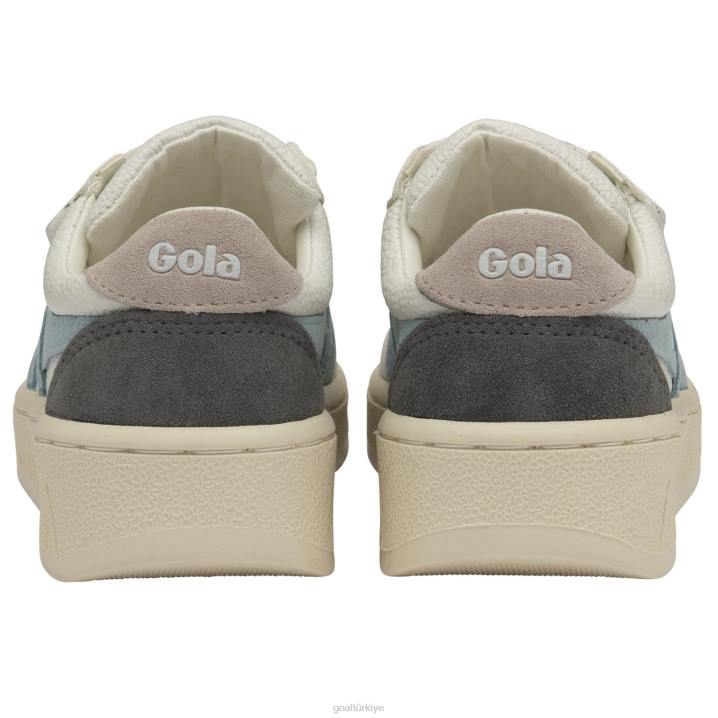 ayakkabı Z2PF690 çocuklar Gola klasik grandslam trident askılı spor ayakkabı beyaz/toz mavisi/çiçek