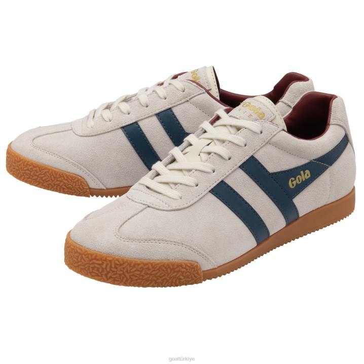 ayakkabı Z2PF129 erkekler Gola klasik harrier süet spor ayakkabı 4 kırık beyaz/eski mavi/koyu kırmızı