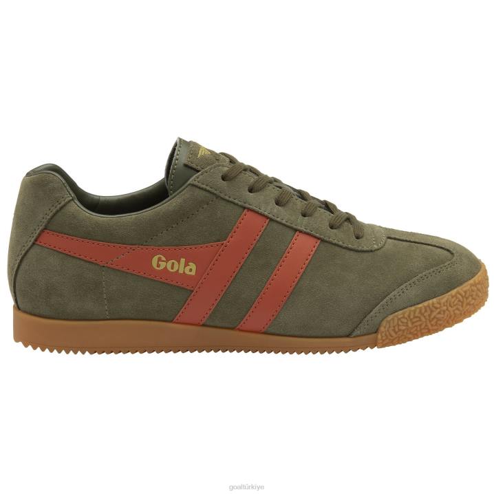 ayakkabı Z2PF156 erkekler Gola klasik harrier süet spor ayakkabı 5 haki/turuncu baharat
