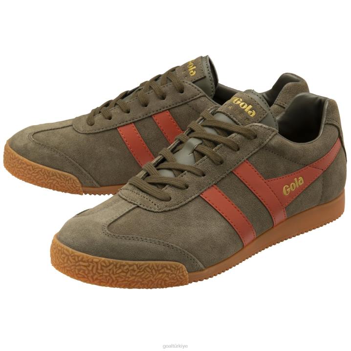 ayakkabı Z2PF156 erkekler Gola klasik harrier süet spor ayakkabı 5 haki/turuncu baharat