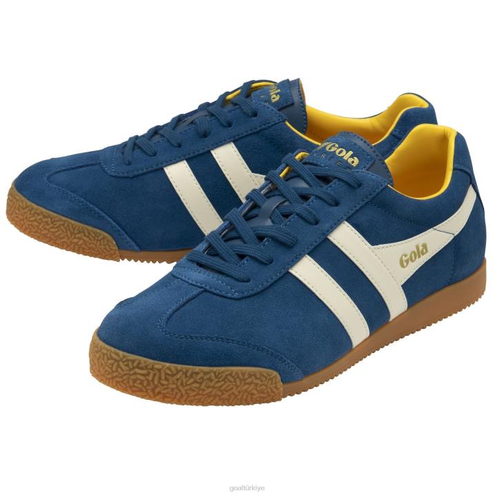 ayakkabı Z2PF159 erkekler Gola klasik harrier süet spor ayakkabı 5 deniz mavisi/kırık beyaz/güneş