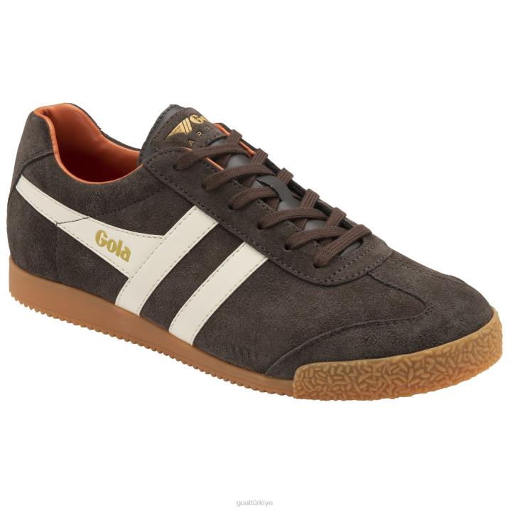 ayakkabı Z2PF254 erkekler Gola klasik harrier süet spor ayakkabı 7 koyu kahverengi/kırık beyaz/karamsar turuncu