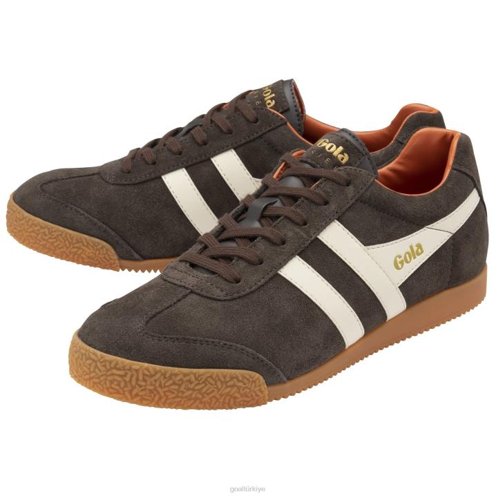 ayakkabı Z2PF254 erkekler Gola klasik harrier süet spor ayakkabı 7 koyu kahverengi/kırık beyaz/karamsar turuncu