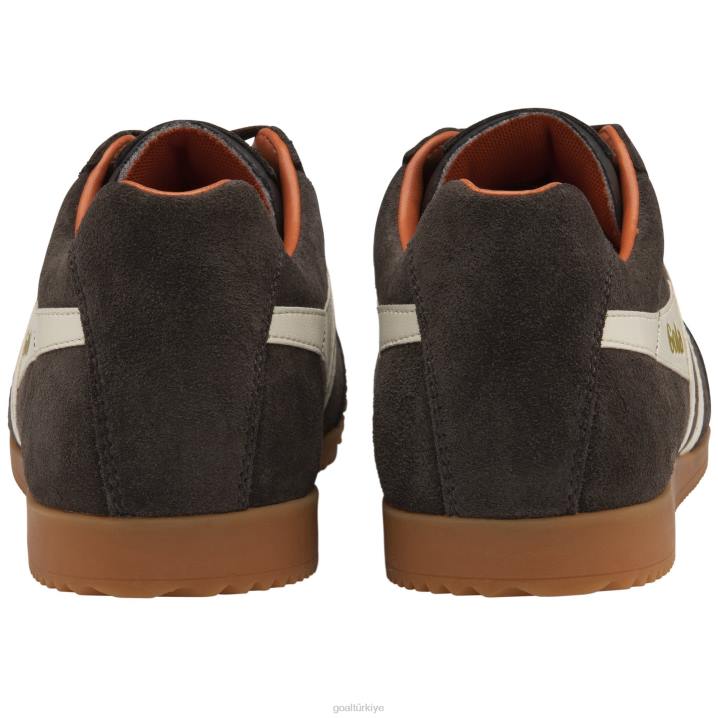 ayakkabı Z2PF254 erkekler Gola klasik harrier süet spor ayakkabı 7 koyu kahverengi/kırık beyaz/karamsar turuncu