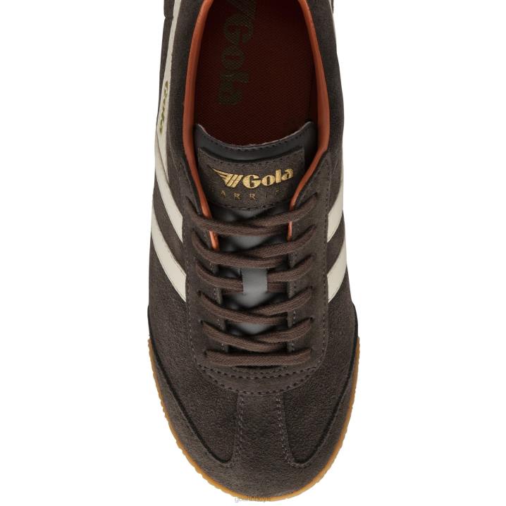ayakkabı Z2PF254 erkekler Gola klasik harrier süet spor ayakkabı 7 koyu kahverengi/kırık beyaz/karamsar turuncu