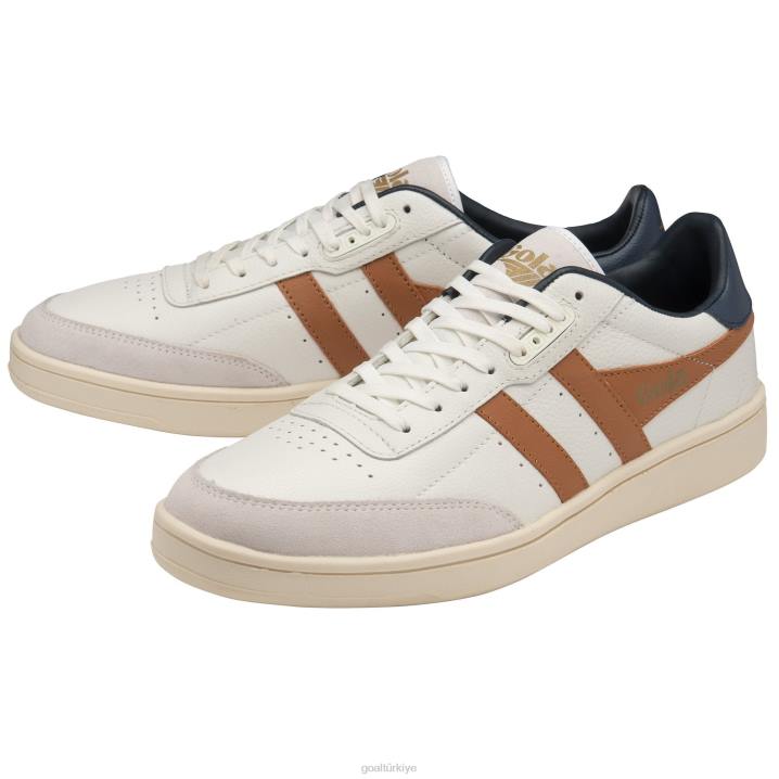 ayakkabı Z2PF184 erkekler Gola klasik temas deri spor ayakkabı beyaz/karamsar turuncu/lacivert