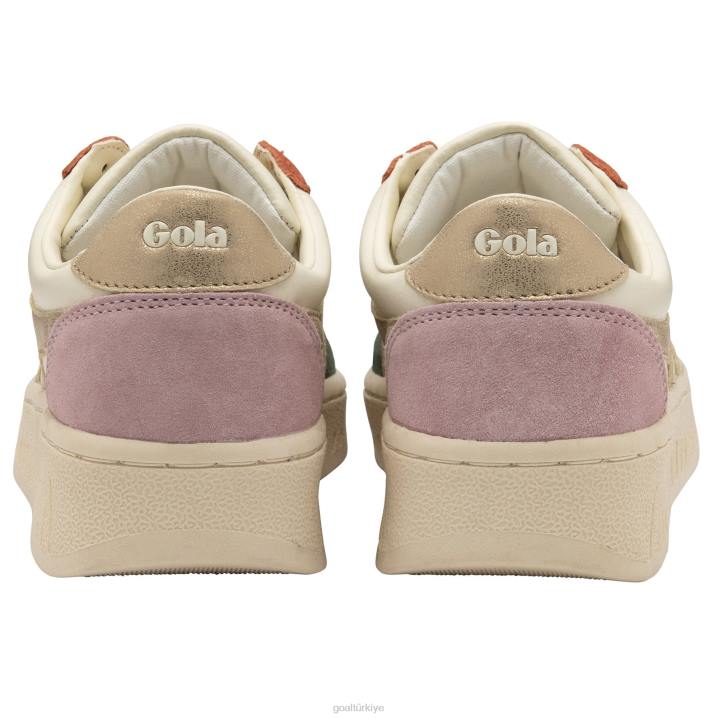 ayakkabı Z2PF599 kadınlar Gola klasik grandslam dörtgen spor ayakkabı kırık beyaz/adaçayı/altın/pastel pembe