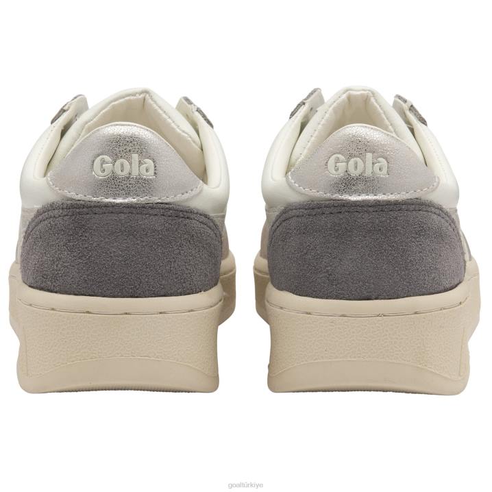 ayakkabı Z2PF604 kadınlar Gola klasik grandslam dörtgen spor ayakkabı kırık beyaz/tüy grisi/gümüş/kül
