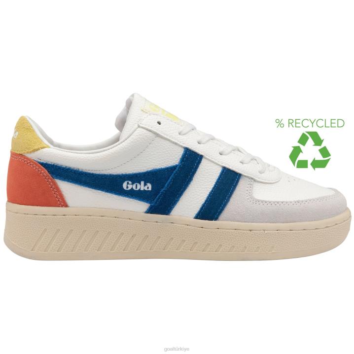 ayakkabı Z2PF608 kadınlar Gola klasik grandslam trident spor ayakkabı 10 beyaz/deniz mavisi/limon ışığı