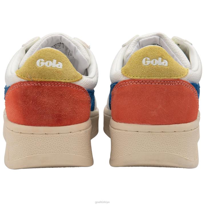 ayakkabı Z2PF608 kadınlar Gola klasik grandslam trident spor ayakkabı 10 beyaz/deniz mavisi/limon ışığı