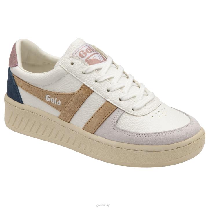 ayakkabı Z2PF613 kadınlar Gola klasik grandslam trident spor ayakkabı 10 beyaz/yulaf/pastel pembe