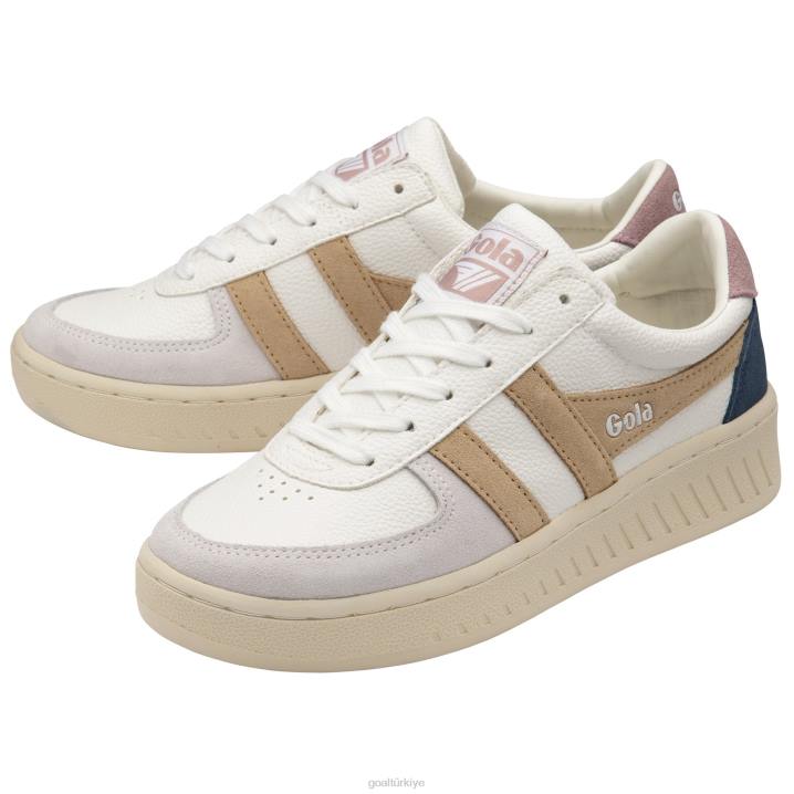 ayakkabı Z2PF613 kadınlar Gola klasik grandslam trident spor ayakkabı 10 beyaz/yulaf/pastel pembe