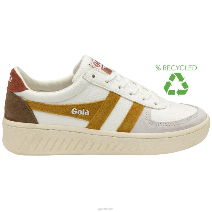 ayakkabı Z2PF614 kadınlar Gola klasik grandslam trident spor ayakkabı 10 beyaz/güneş/turuncu baharat