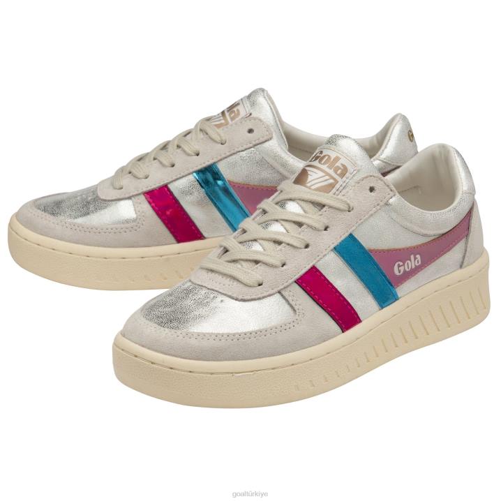 ayakkabı Z2PF638 kadınlar Gola classics grandslam parıltılı parıltılı spor ayakkabı kırık beyaz/çoklu
