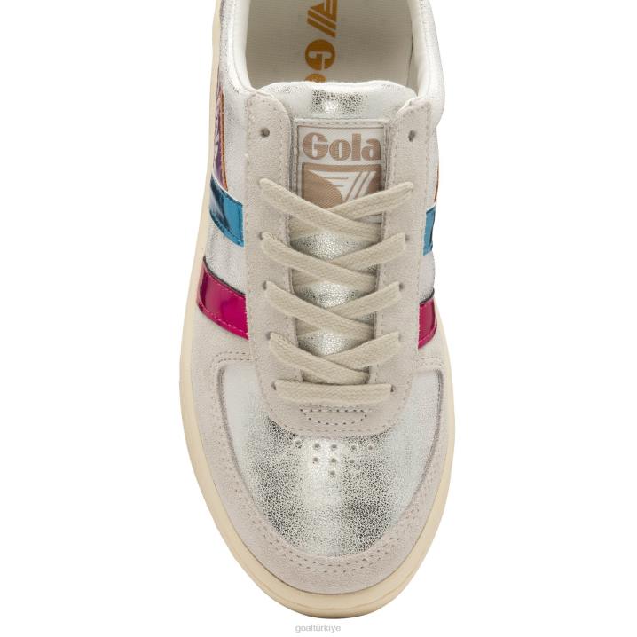 ayakkabı Z2PF638 kadınlar Gola classics grandslam parıltılı parıltılı spor ayakkabı kırık beyaz/çoklu