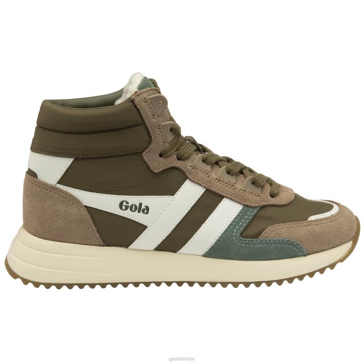 ayakkabı Z2PF293 kadınlar Gola klasik chicago yüksek spor ayakkabı haki/kapuçino/kırık beyaz