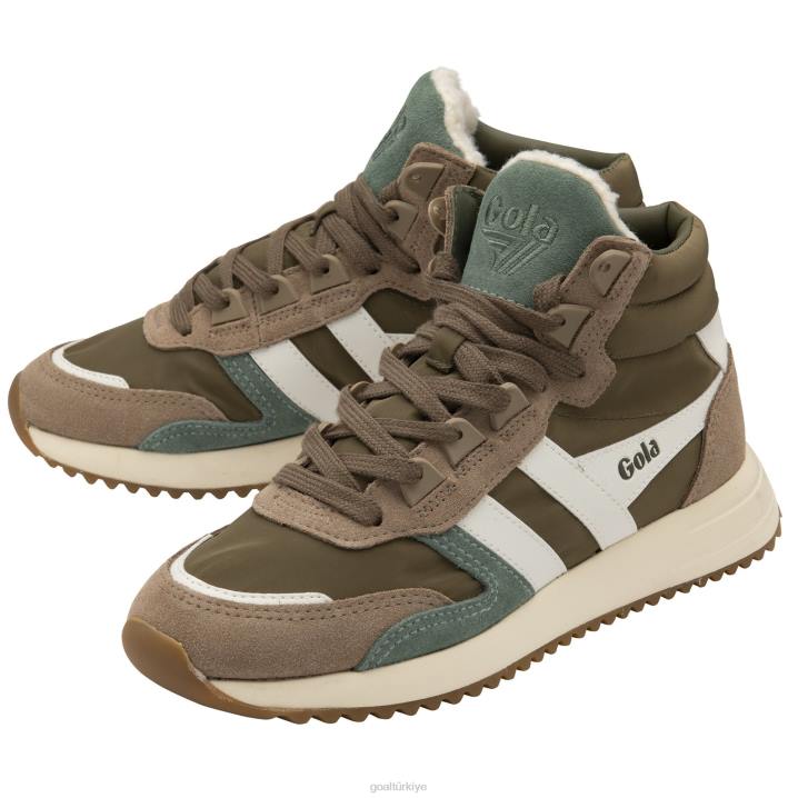 ayakkabı Z2PF293 kadınlar Gola klasik chicago yüksek spor ayakkabı haki/kapuçino/kırık beyaz