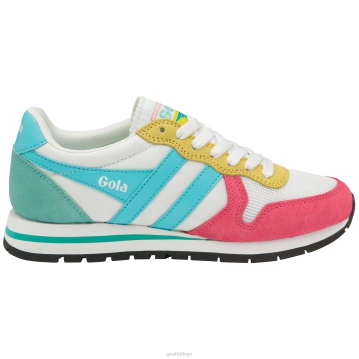 ayakkabı Z2PF363 kadınlar Gola klasik daytona spor ayakkabı beyaz/floro pembe/su mavisi/deniz sisi