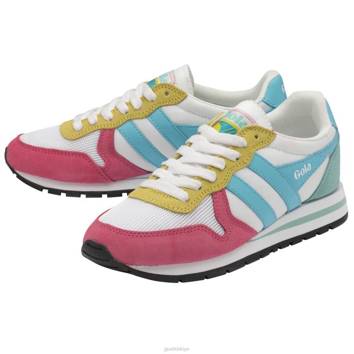 ayakkabı Z2PF363 kadınlar Gola klasik daytona spor ayakkabı beyaz/floro pembe/su mavisi/deniz sisi