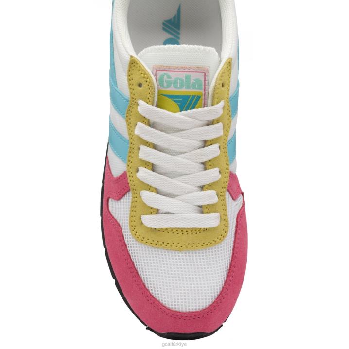 ayakkabı Z2PF363 kadınlar Gola klasik daytona spor ayakkabı beyaz/floro pembe/su mavisi/deniz sisi
