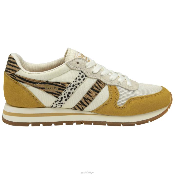ayakkabı Z2PF368 kadınlar Gola klasik daytona safari spor ayakkabı kırık beyaz/hardal