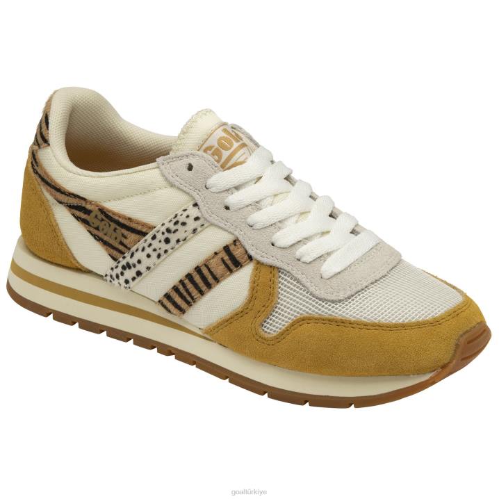 ayakkabı Z2PF368 kadınlar Gola klasik daytona safari spor ayakkabı kırık beyaz/hardal