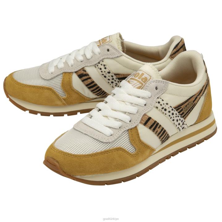 ayakkabı Z2PF368 kadınlar Gola klasik daytona safari spor ayakkabı kırık beyaz/hardal