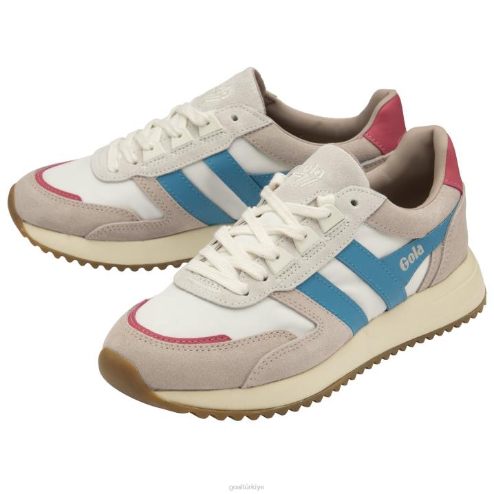 ayakkabı Z2PF385 kadınlar Gola klasik chicago spor ayakkabı beyaz/lagün/floro pembesi