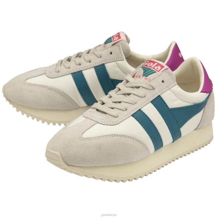 ayakkabı Z2PF391 kadınlar Gola klasik boston \'78 spor ayakkabı kırık beyaz/turuncu/fuşya