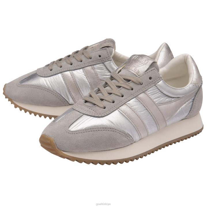 ayakkabı Z2PF396 kadınlar Gola klasik boston \'78 metalik spor ayakkabı gümüş